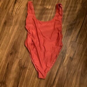 Aerie deep plunge orange swimsuit